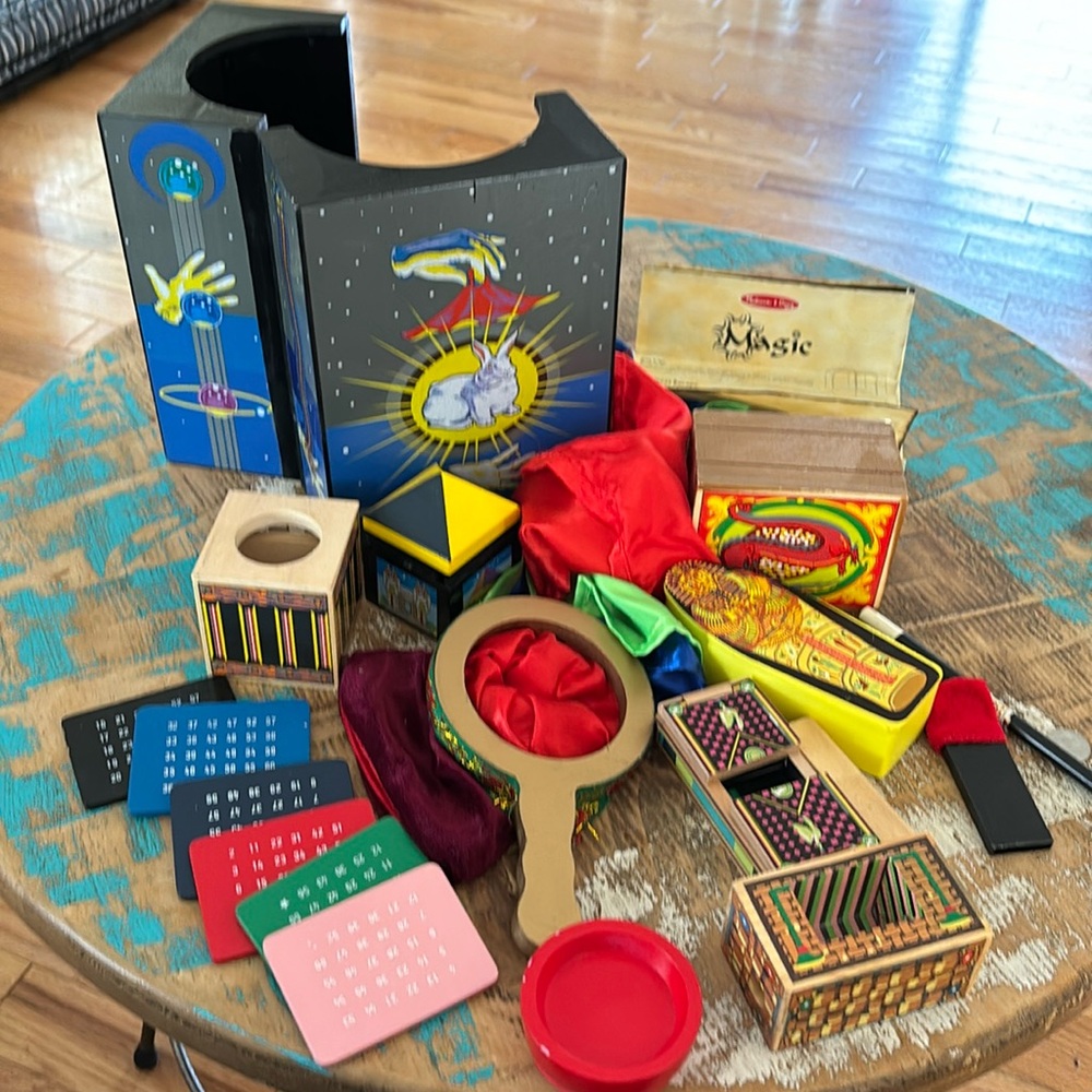 Melissa and Doug deluxe wooden magic box kit with 10 tricks